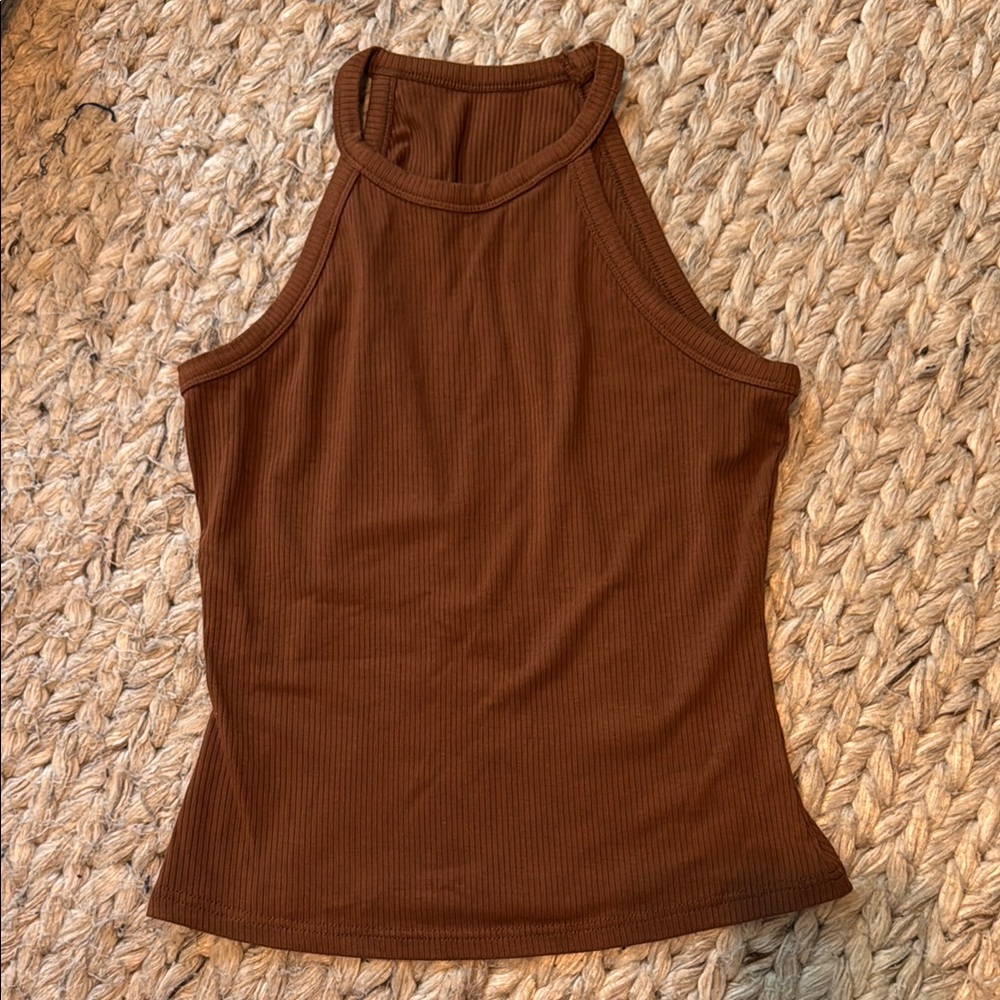 MOTF Brown Fitted Sleeveless Tank Top